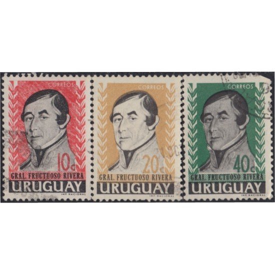 Uruguay 697/99 1962 General Fructuoso Rivera Usado Uruguay 697/99 1962 General Fructuoso Rivera Usado