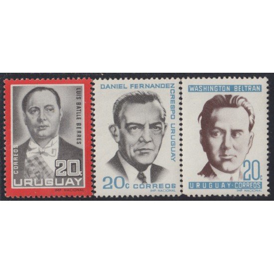 Uruguay 742/44 1966 Celebridades MNH Uruguay 742/44 1966 Celebridades MNH