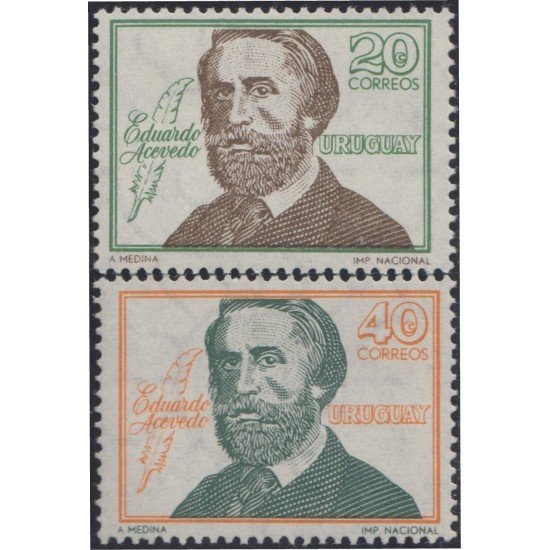 Uruguay 753/54 1967 Homenaje al escritor Eduardo Acevedo MNH Uruguay 753/54 1967 Homenaje al escritor Eduardo Acevedo MNH