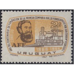 Uruguay 759 1967 100 Años de la primera compañía nacional de ferrocarriles por Don Senen Rodriguez MNH Uruguay 759 1967 100 Años de la primera compañía nacional de ferrocarriles por Don Senen Rodriguez MNH