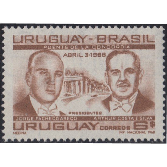 Uruguay 762 1968 Presidentes Jorge Pacheco Areco y Arthur Costa e Silva MNH Uruguay 762 1968 Presidentes Jorge Pacheco Areco y Arthur Costa e Silva MNH