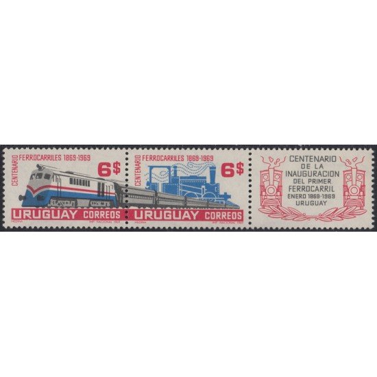 Uruguay 779/80 1969 Centenario de la inauguración del primer ferrocarril MNH