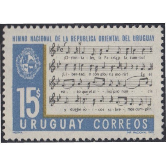 Uruguay 804 1971 Himno Nacional de la República oriental de Uruguay MNH Uruguay 804 1971 Himno Nacional de la República oriental de Uruguay MNH