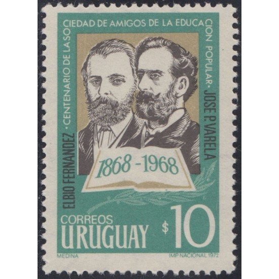 Uruguay 851 1972 Centenario de la Sociedad de Amigos de la Educación Popular MNH Uruguay 851 1972 Centenario de la Sociedad de Amigos de la Educación Popular MNH