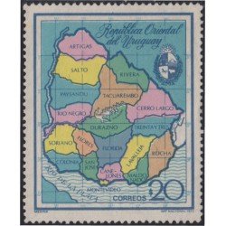 Uruguay 859 1973 Mapa de los departamentos de Uruguay Usado Uruguay 859 1973 Mapa de los departamentos de Uruguay Usado
