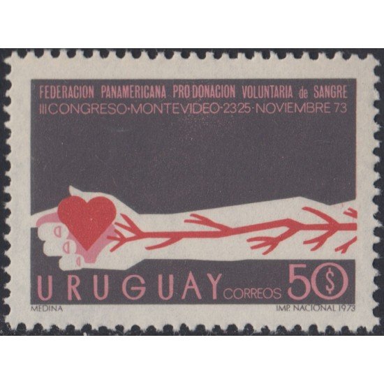 Uruguay 866 1973 III Congreso panamericano pro donación voluntaria de sangre MNH Uruguay 866 1973 III Congreso panamericano pro donación voluntaria de sangre MNH