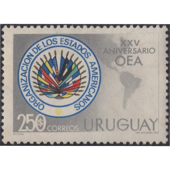 Uruguay 869 1973 25º Aniversario de la Organización de Estados Americanos MNH Uruguay 869 1973 25º Aniversario de la Organización de Estados Americanos MNH