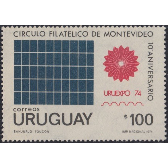 Uruguay 893 1974 Uruexpo 74 Exposición FilatélicaNacional y 10º Aniversario del Club Filatélico de Montevideo MNH