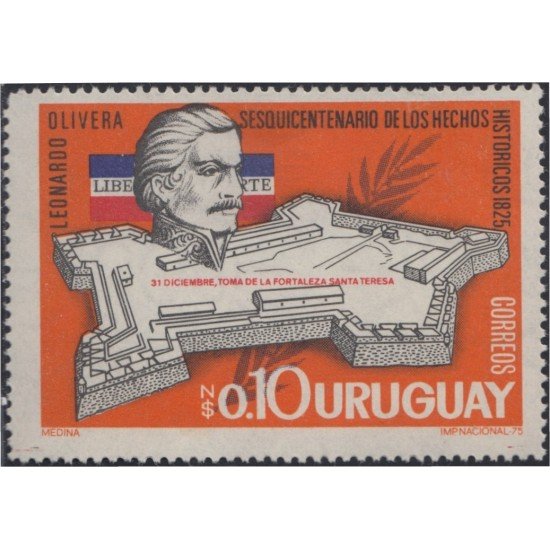 Uruguay 914 1975 150 Aniversario de la toma del Fuerte Sta Teresa Coronel Leonardo Olivera MNH Uruguay 914 1975 150 Aniversario de la toma del Fuerte Sta Teresa Coronel Leonardo Olivera MNH
