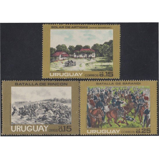 Uruguay 924/26 1975 Batallas de Rincon y Sarandi Solar de Artigas MNH Uruguay 924/26 1975 Batallas de Rincon y Sarandi Solar de Artigas MNH