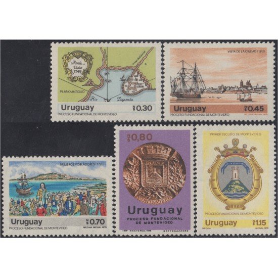 Uruguay 963/67 1976 250º Aniversario de la Fundación de Montevideo MNH Uruguay 963/67 1976 250º Aniversario de la Fundación de Montevideo MNH