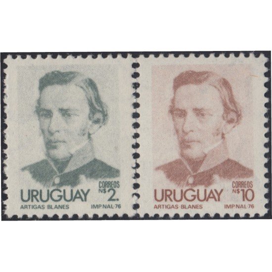 Uruguay 968/69 1976 Serie Antigua retrato de Artigas MNH Uruguay 968/69 1976 Serie Antigua retrato de Artigas MNH