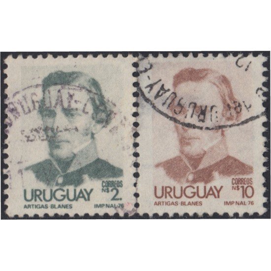 Uruguay 968/69 1976 Serie Antigua retrato de Artigas Usado
