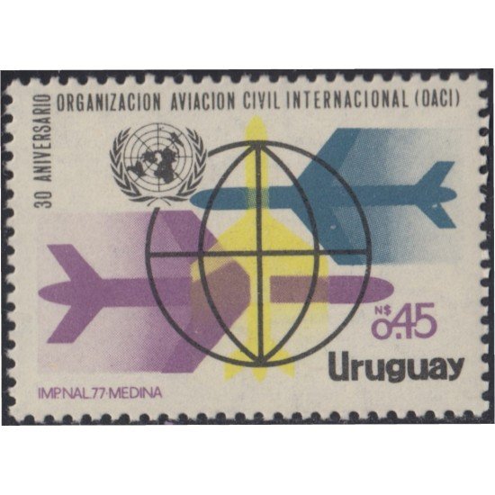 Uruguay 979 1977 30º Aniversario de la Organización de la Aviación Civil Internacional MNH Uruguay 979 1977 30º Aniversario de la Organización de la Aviación Civil Internacional MNH