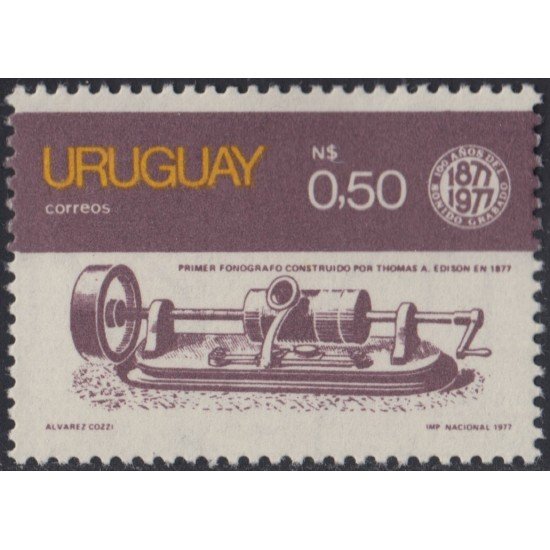 Uruguay 993 1977 Centenario del fonógrafo de Edison MNH Uruguay 993 1977 Centenario del fonógrafo de Edison MNH