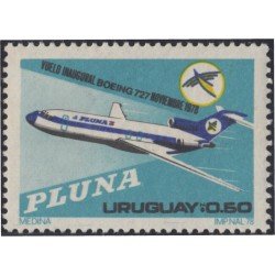 Uruguay 1009 1978 Vuelo Inaugural de un Boeing 727 de la compañía Pluna MNH Uruguay 1009 1978 Vuelo Inaugural de un Boeing 727 de la compañía Pluna MNH