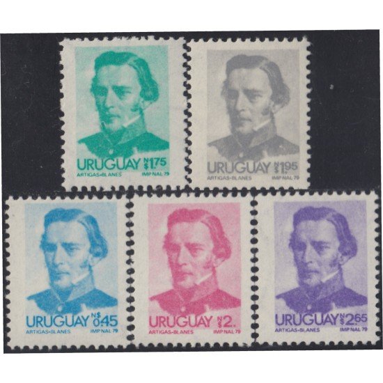 Uruguay 1032/36 1979 Serie Antigua Retrato de José Artigas MNH Uruguay 1032/36 1979 Serie Antigua Retrato de José Artigas MNH