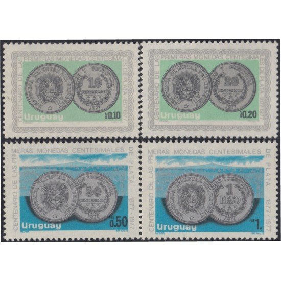 Uruguay 1044/47 1979 Centenario de las primeras monedas en Argentina MNH Uruguay 1044/47 1979 Centenario de las primeras monedas en Argentina MNH