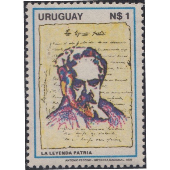 Uruguay 1053 1980 La leyenda Patria Manuscrito y Retrato del autor MNH Uruguay 1053 1980 La leyenda Patria Manuscrito y Retrato del autor MNH