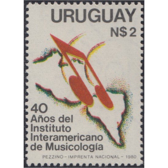 Uruguay 1076 1981 40 Aniversario de la fundación del Instituto Interamericano de Musicología MNH Uruguay 1076 1981 40 Aniversario de la fundación del Instituto Interamericano de Musicología MNH
