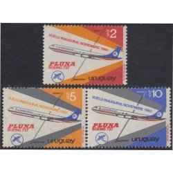 Uruguay 1077/79 1981 Vuelo inaugural de la Compañía Pluna entre Montevideo y Madrid MNH Uruguay 1077/79 1981 Vuelo inaugural de la Compañía Pluna entre Montevideo y Madrid MNH