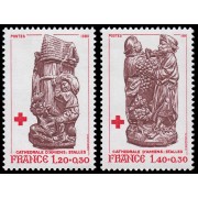 France Francia 2116/17 1980 Estatuas de la catedral de Amiens Sorteo de la Cruz Roja MNH France Francia 2116/17 1980 Estatuas de la catedral de Amiens Sorteo de la Cruz Roja MNH