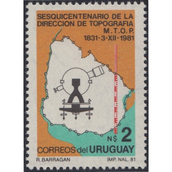 Uruguay 1095 1981 50º Aniversario de la creación de la Dirección de Topografía MNH Uruguay 1095 1981 50º Aniversario de la creación de la Dirección de Topografía MNH