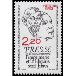 France Francia 2143 1981 350 aniv. del periódico La Gazette Centenario de la ley de libertad de prensa y de la muerte de Emile de Girardin MNH