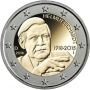 Alemania 2018 2 € euros conmemorativos Cent. Helmut Schmidt ( 5 cecas ) 