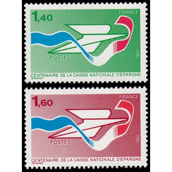 France Francia 2165/66 1981 Centenario de la Caja nacional de ahorros MNH