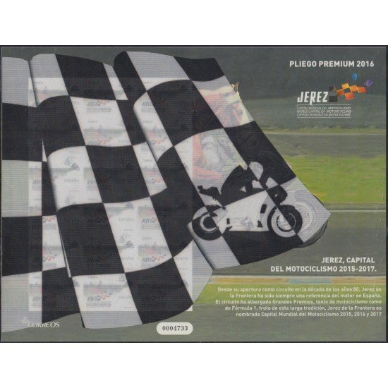 España Pliego Premium 32 2016 Jerez Capital Mundial del Motociclismo 2015-17 MNH España Pliego Premium 32 2016 Jerez Capital Mundial del Motociclismo 2015-17 MNH