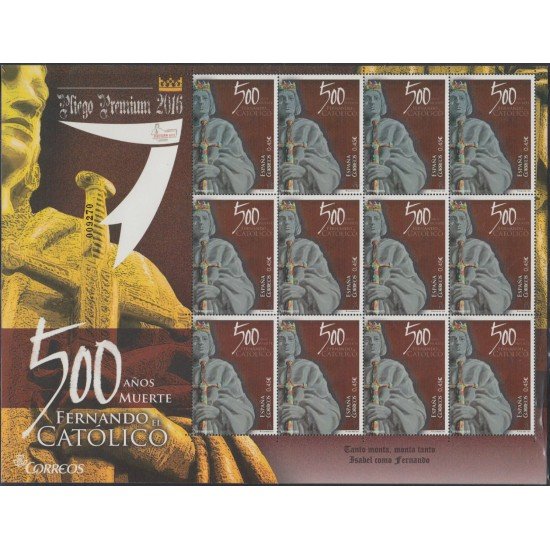 España Pliego Premium 38 2016 500 Años de la muerte de Fernando El Católico MNH España Pliego Premium 38 2016 500 Años de la muerte de Fernando El Católico MNH