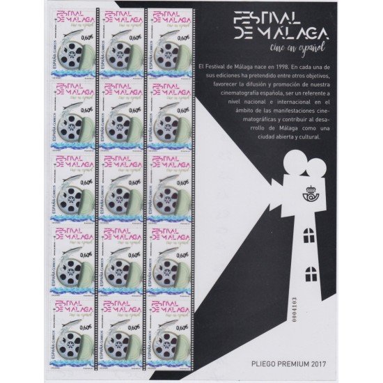 España Pliego Premium 44 2017 Cine español Festival Málaga MNH España Pliego Premium 44 2017 Cine español Festival Málaga MNH