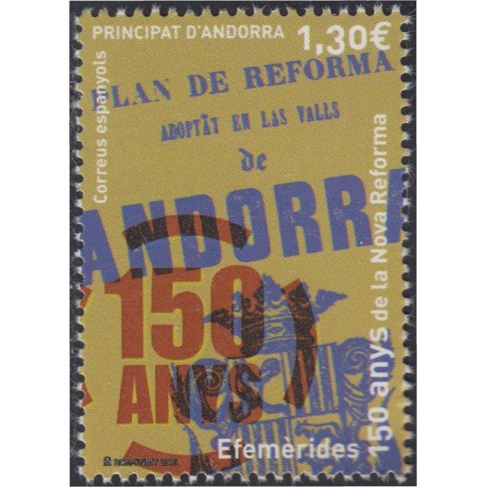 Andorra Española 447 2016 150 Años de la Nueva Reforma MNH Andorra Española 447 2016 150 Años de la Nueva Reforma MNH