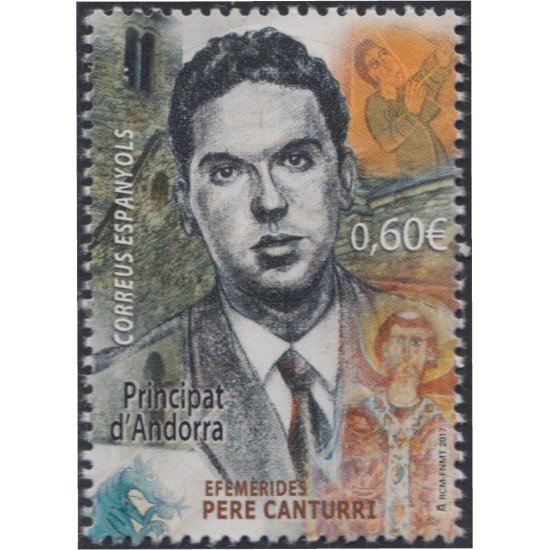 Andorra Española 455 2017 Efemérides Pere Canturri MNH Andorra Española 455 2017 Efemérides Pere Canturri MNH