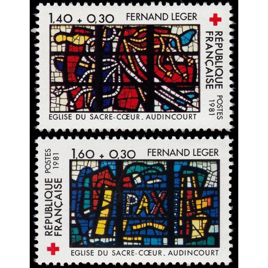 France Francia 2175/76 1981 Iglesia del Sacré-Coeur Corteo a favor de la Cruz Roja MNH