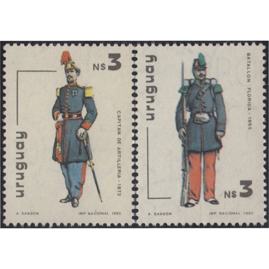 Uruguay 1105/06 1982 Día de la armada Uniformes MNH Uruguay 1105/06 1982 Día de la armada Uniformes MNH