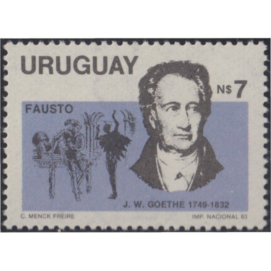 Uruguay 1129 1983 150º Aniversario de la muerte de J.W von Goethe MNH Uruguay 1129 1983 150º Aniversario de la muerte de J.W von Goethe MNH