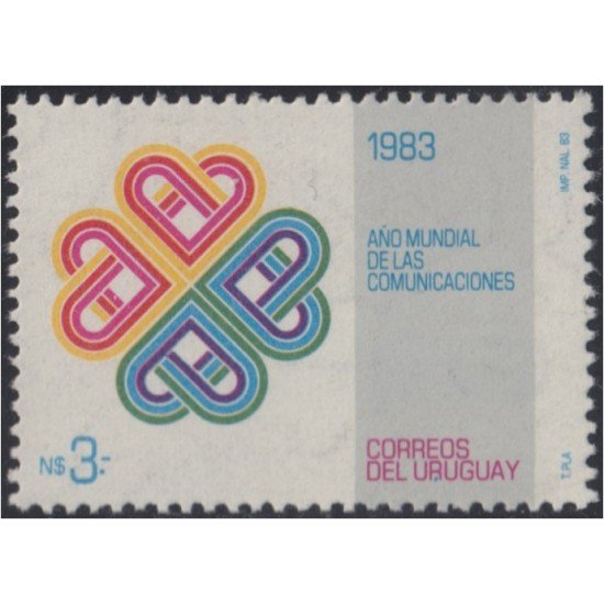 Uruguay 1133 1983 Año Mundial de las comunicaciones Emblema MNH Uruguay 1133 1983 Año Mundial de las comunicaciones Emblema MNH