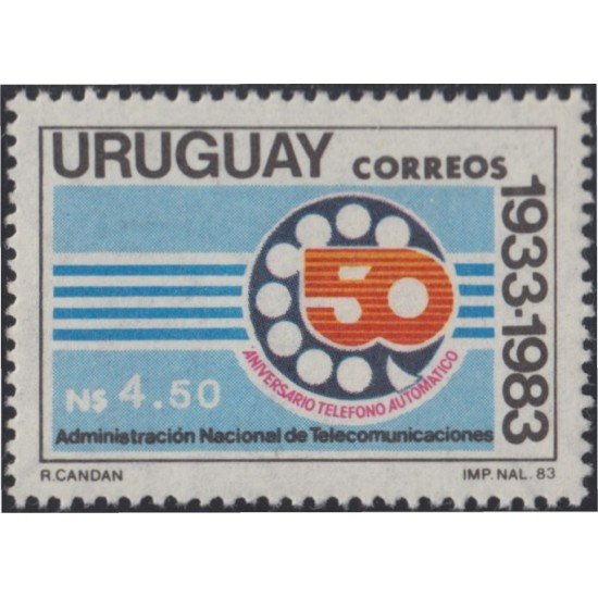 Uruguay 1137 1984 50º Aniversario del teléfono automático MNH Uruguay 1137 1984 50º Aniversario del teléfono automático MNH