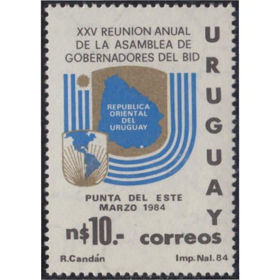 Uruguay 1141 1984 XXV Reunión anual anual de la asamblea de Gobernadores del BID MNH Uruguay 1141 1984 XXV Reunión anual anual de la asamblea de Gobernadores del BID MNH