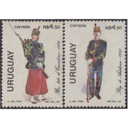Uruguay 1146/47 1984 Día de la Armada soldados de 2do batallón uniformes MNH Uruguay 1146/47 1984 Día de la Armada soldados de 2do batallón uniformes MNH