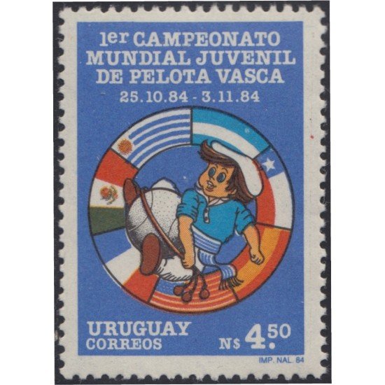 Uruguay 1154 1985 1º Campeonato Mundial Juvenil de pelota Vasca MNH Uruguay 1154 1985 1º Campeonato Mundial Juvenil de pelota Vasca MNH