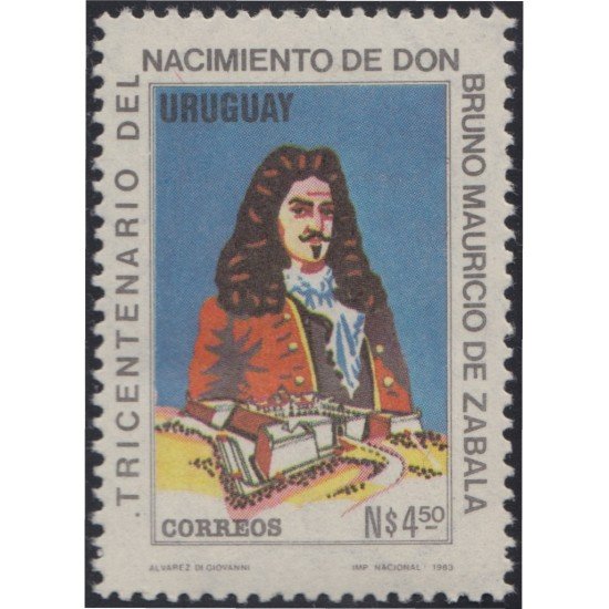 Uruguay 1155 1985 300 Años del nacimiento del de Don Bruno Mauricio de Zabala MNH Uruguay 1155 1985 300 Años del nacimiento del de Don Bruno Mauricio de Zabala MNH