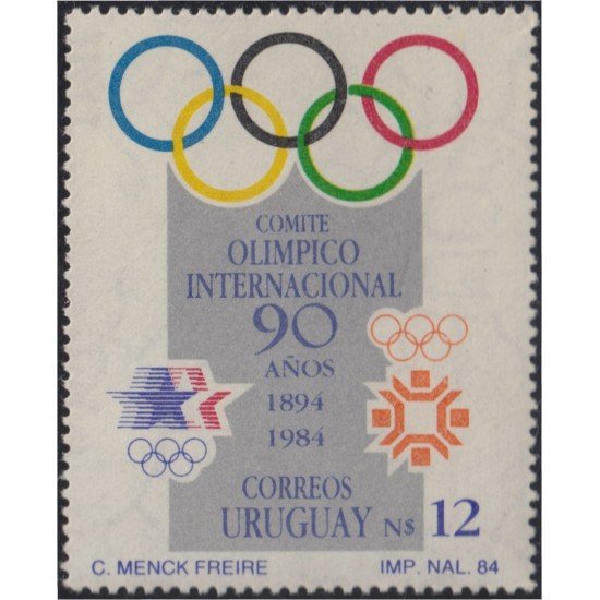 Uruguay 1156 1985 90º Aniversario del Comité Olímpico Internacional MNH Uruguay 1156 1985 90º Aniversario del Comité Olímpico Internacional MNH