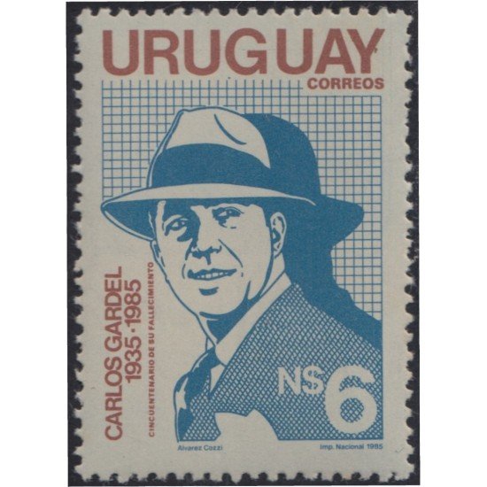 Uruguay 1159 1985 50 Años de la muerte de Carlos Gardel MNH Uruguay 1159 1985 50 Años de la muerte de Carlos Gardel MNH