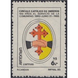 Uruguay 1162 1985 100 Años del círculo católico de obreros MNH Uruguay 1162 1985 100 Años del círculo católico de obreros MNH
