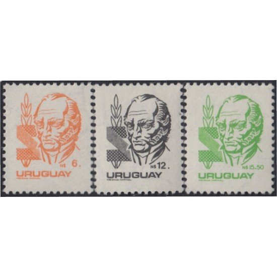 Uruguay 1164/66 1985 Serie Antigua Retrato de José Artigas MNH Uruguay 1164/66 1985 Serie Antigua Retrato de José Artigas MNH