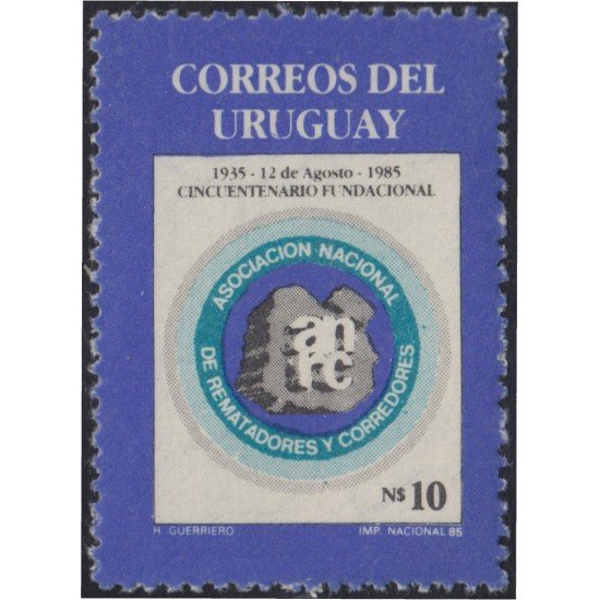 Uruguay 1178 1986 50 Años de la Asociación Nacional de Rematadores y Corredores MNH Uruguay 1178 1986 50 Años de la Asociación Nacional de Rematadores y Corredores MNH