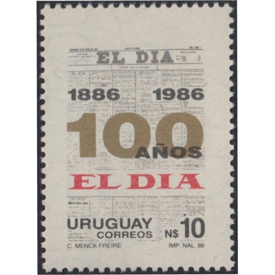 Uruguay 1182 1986 Centenario del periódico El Día MNH Uruguay 1182 1986 Centenario del periódico El Día MNH